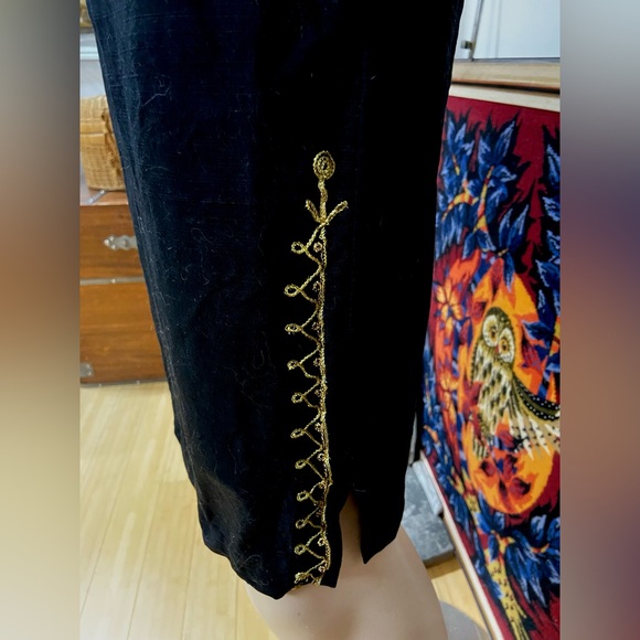 Black Handmade Dress with Metallic Embroidered Details - Picture 8 of 12